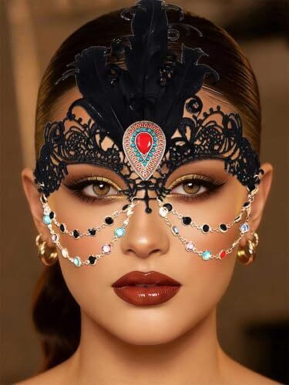 7139 Masquerade Lace Mask Black Masks Proms Face Mask Halloween Eye Mask